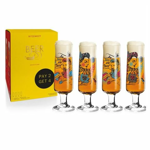 Ritzenhoff - Beer Glass Set `In Beer We Trust' 4pce 390ml 1 Ritzenhoff - Beer Glass Set `In Beer We Trust' 4pce 390ml