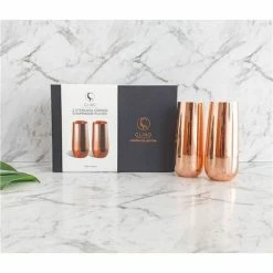 Clinq - Stemless Champagne Flutes Copper Set 2pce