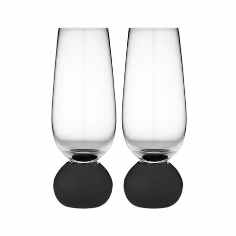 Tempa - Astrid Champagne Glass Matte Black Set 2pce 1 Tempa - Astrid Champagne Glass Matte Black Set 2pce