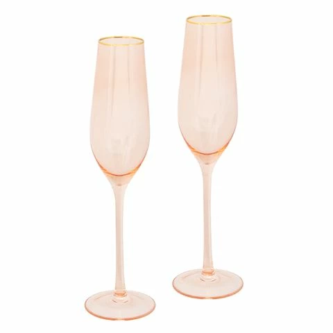 Cristina Re - Crystal Champagne Flutes Rose Set 2pce 1 Cristina Re - Crystal Champagne Flutes Rose Set 2pce