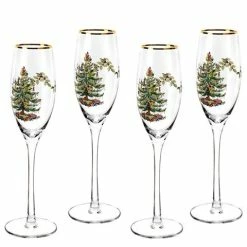 Spode - Christmas Tree Set Of 4 Champagne Flutes