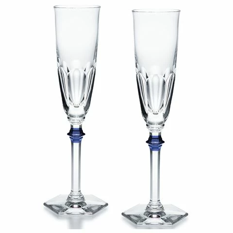 Baccarat - Harcourt Eve Champagne Flute Clear And Blue Set 2pce 1 Baccarat - Harcourt Eve Champagne Flute Clear And Blue Set 2pce