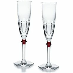 Baccarat - Harcourt Eve Champagne Flute Clear & Red Set 2pce