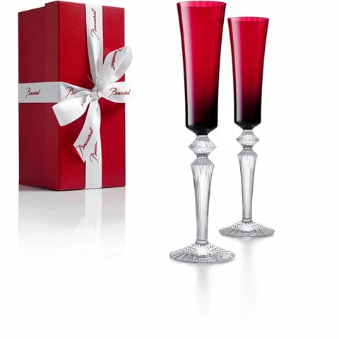 Baccarat - Mille Nuits Flutissimo Champagne Flute Set Red 2pce 1 Baccarat - Mille Nuits Flutissimo Champagne Flute Set Red 2pce